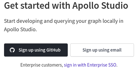 Apollo Studio Sign-up with Email or Github Account