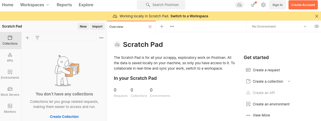 Postman Scratch Pad app